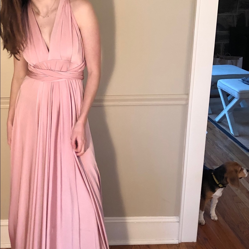 Twobirds, blush, convertible, long, dress.